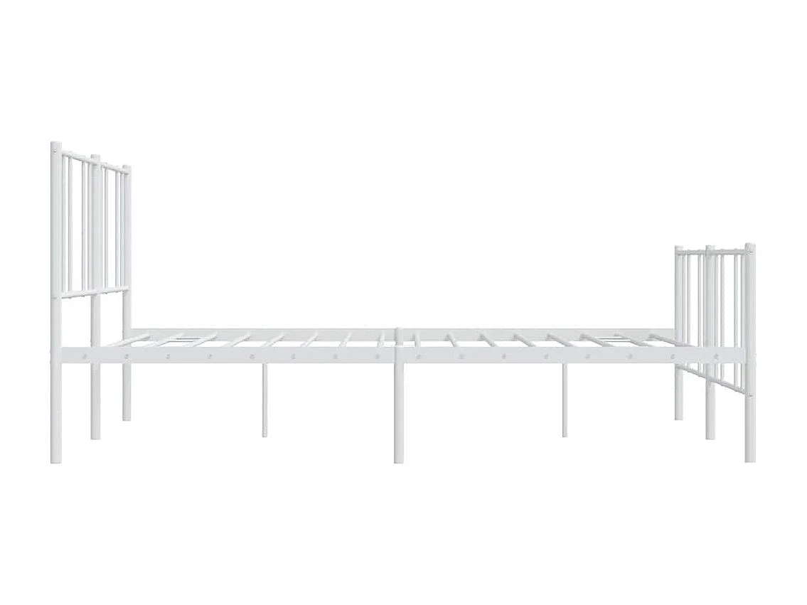 Lit double | Lit adulte | Cadre de lit métal et pied de lit blanc 183x213 cm