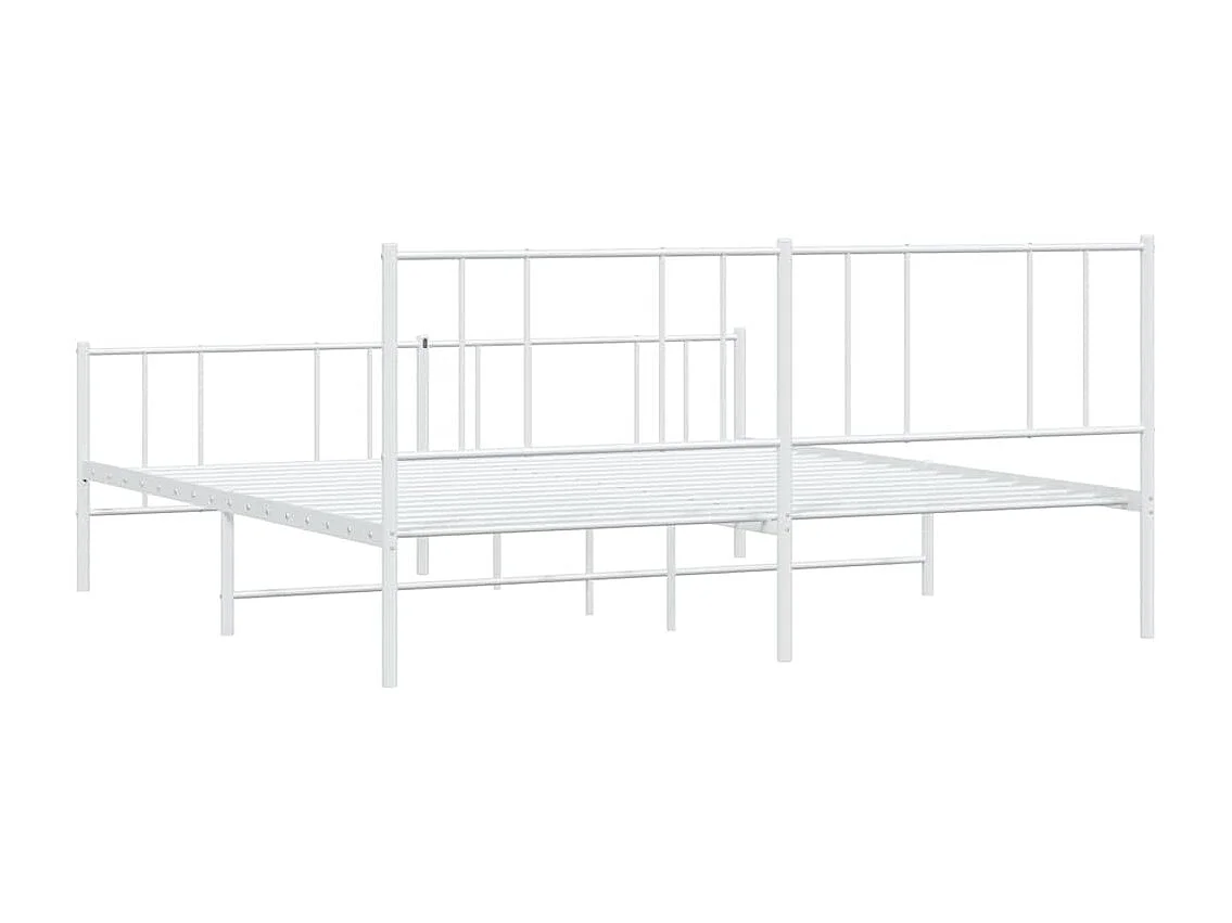 Lit double | Lit adulte | Cadre de lit métal et pied de lit blanc 183x213 cm