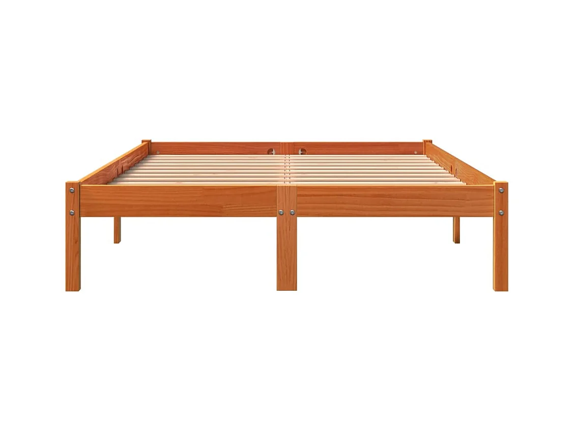 Lit double | Lit adulte | Cadre de lit cire marron 140x190cm bois pin massif