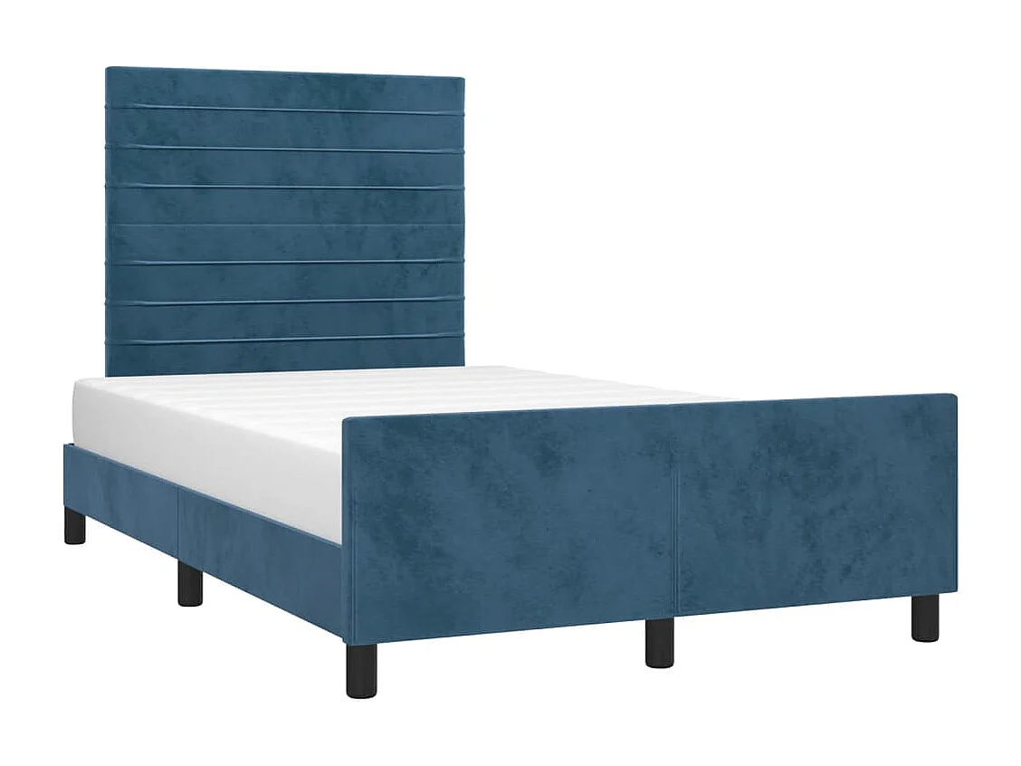 Lit simple | Lit adulte, enfant | Cadre de lit bleu foncé 120x200 cm velours