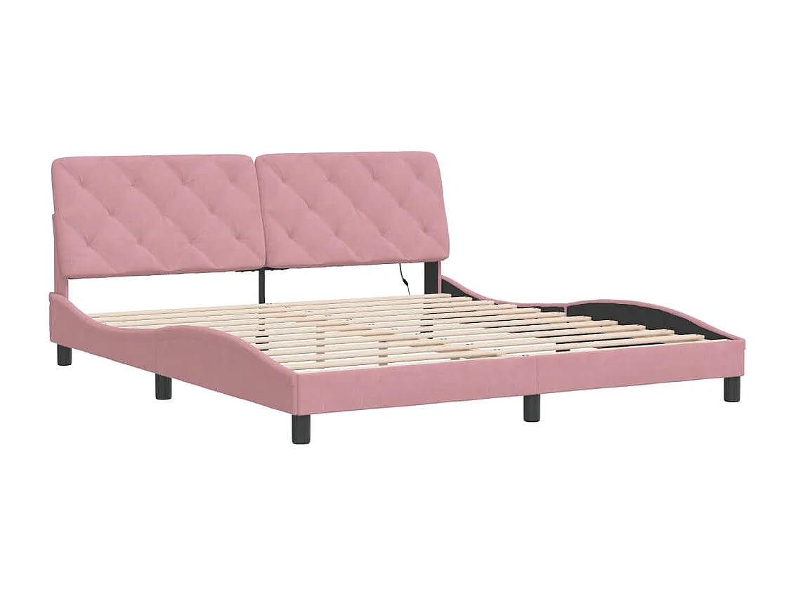 Lit double | Lit adulte | Cadre de lit avec LED rose 180x200 cm velours