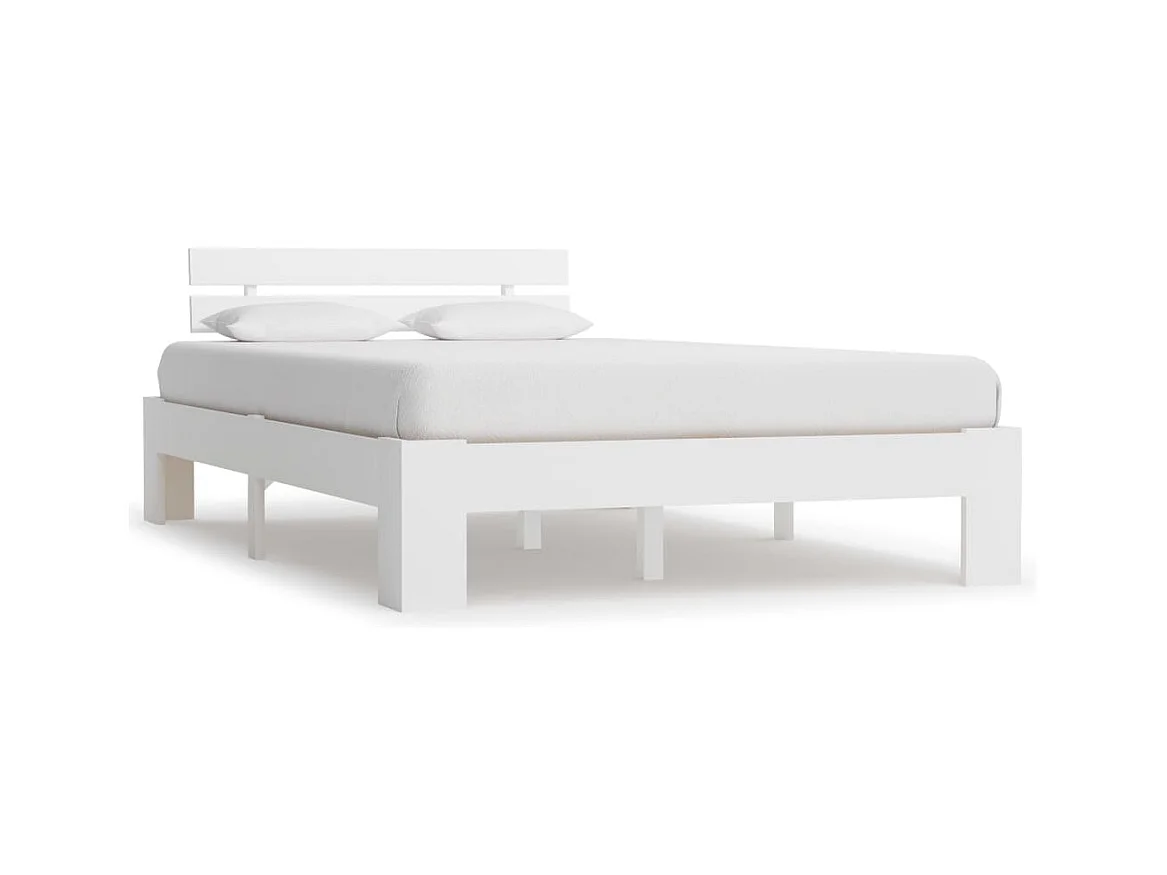 Lit simple | Lit adulte, enfant | Cadre de lit blanc bois de pin massif 120x200 cm