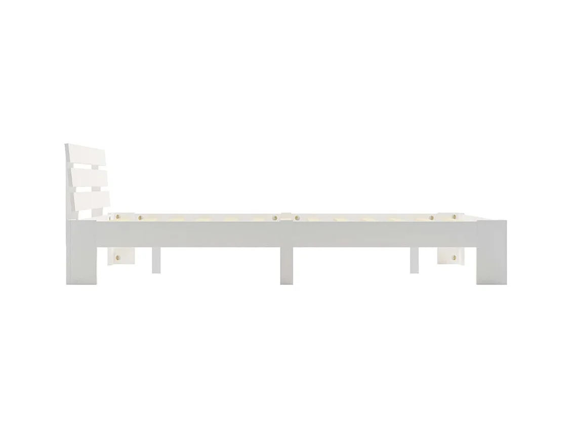 Lit simple | Lit adulte, enfant | Cadre de lit blanc bois de pin massif 120x200 cm