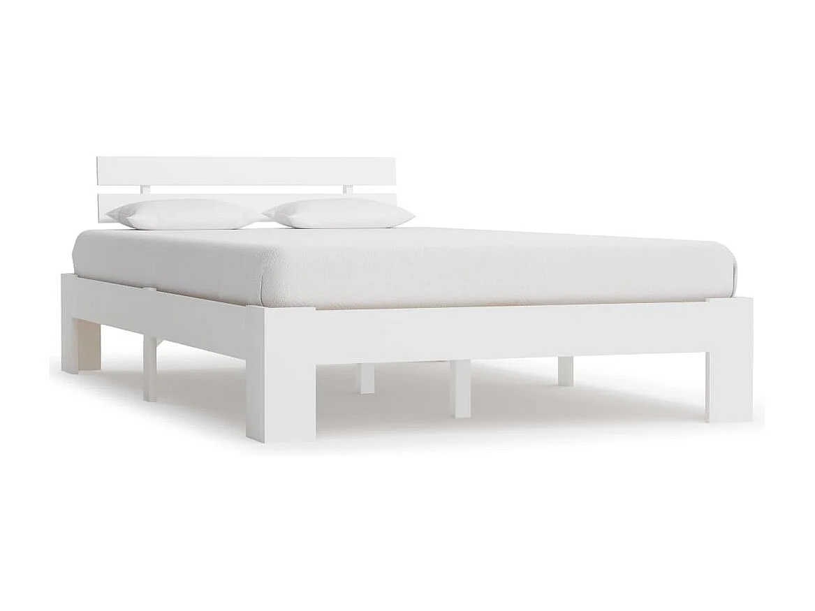 Lit simple | Lit adulte, enfant | Cadre de lit blanc bois de pin massif 120x200 cm