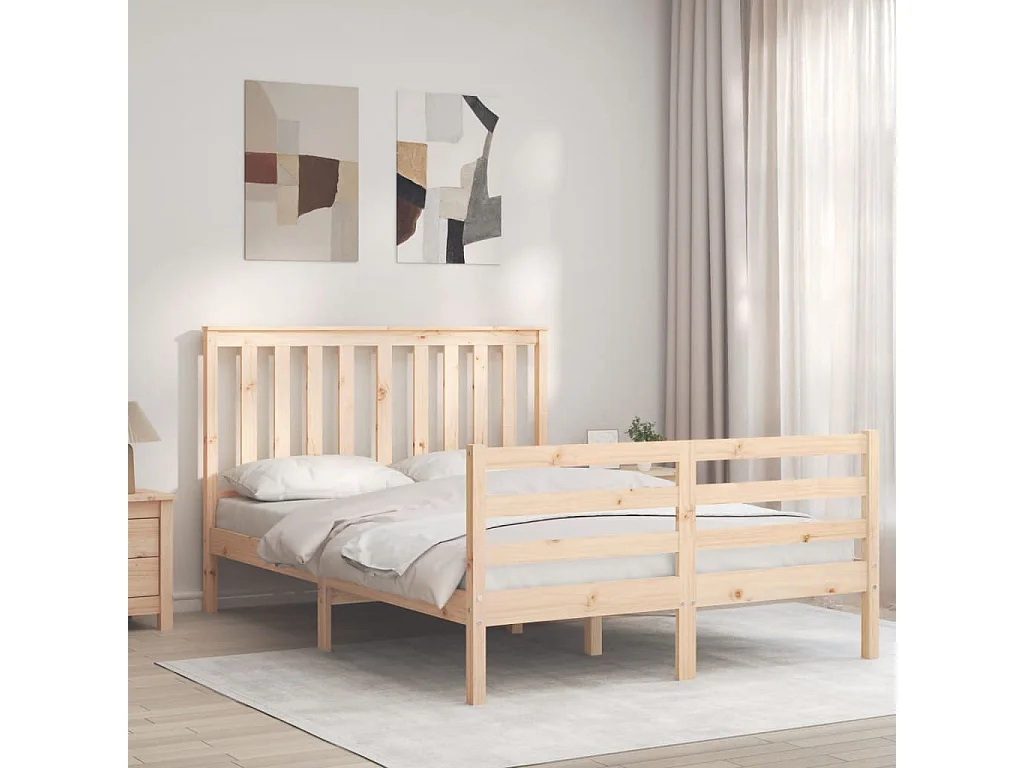 Lit double | Lit adulte | Cadre de lit bois massif 135x190 cm