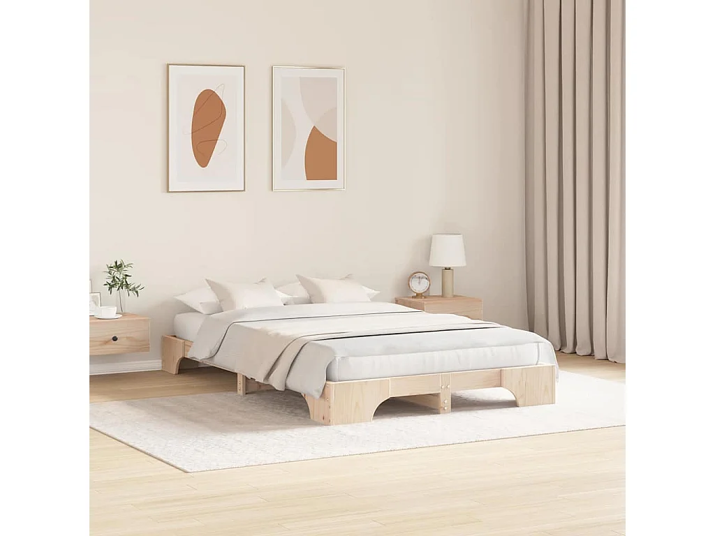 Lit double | Lit adulte | Cadre de lit 140x190 cm en pin massif