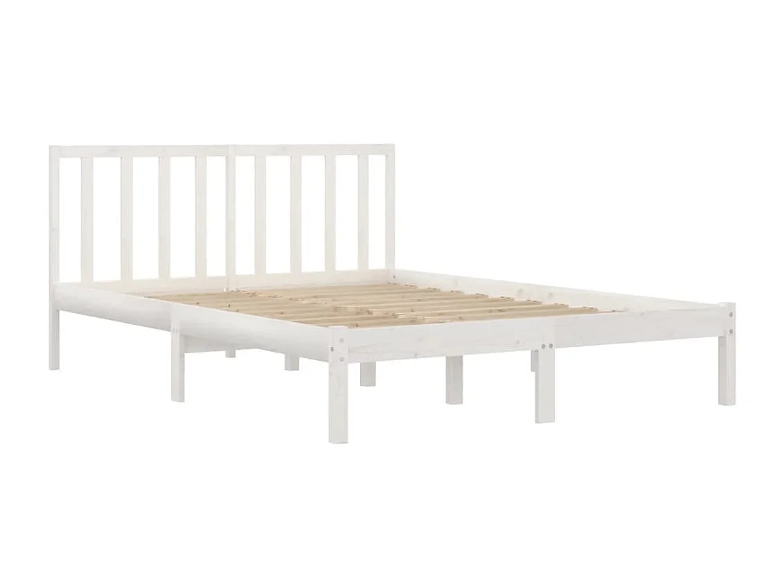 Lit double | Lit adulte | Cadre de lit blanc bois massif de pin 200x200 cm