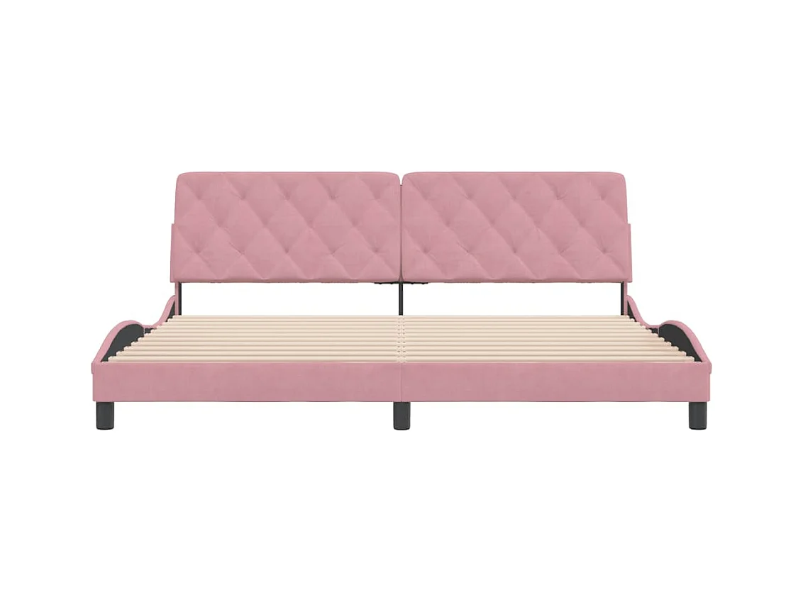 Lit double | Lit adulte | Cadre de lit rose 200x200 cm velours