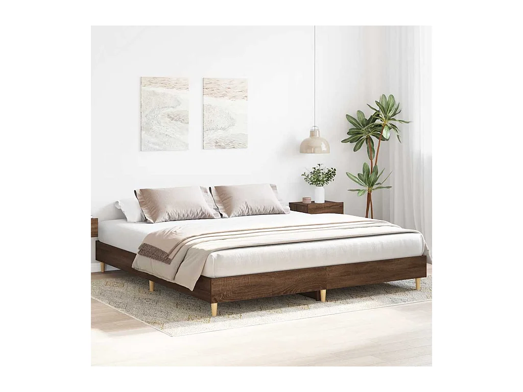 Lit double | Lit adulte | Cadre de lit chêne marron 200x200 cm