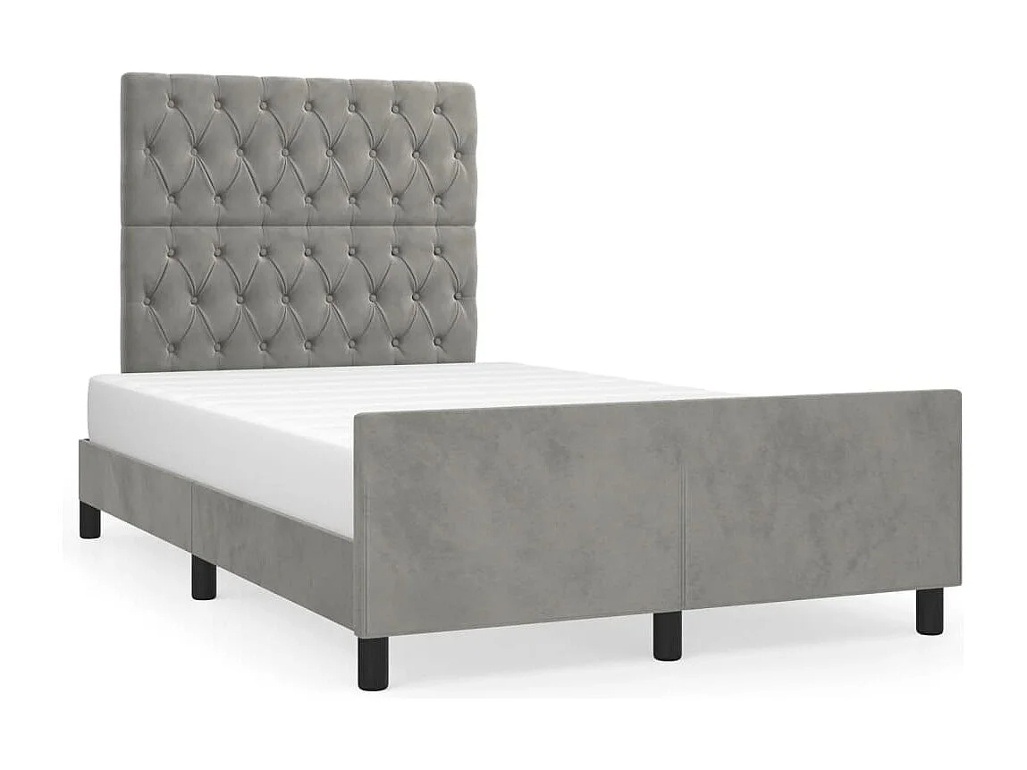 Lit simple | Lit adulte, enfant | Cadre de lit gris clair 120x190 cm velours
