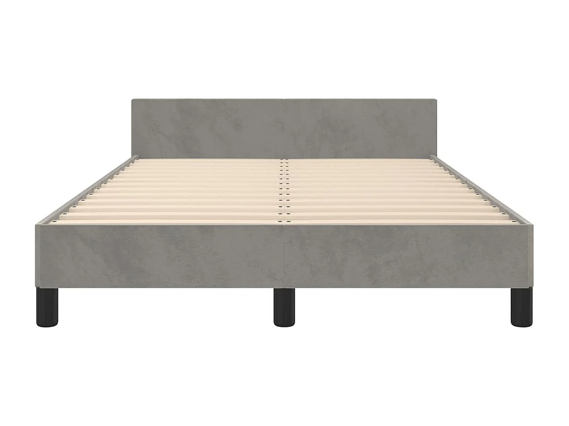Lit simple | Lit adulte, enfant | Cadre de lit gris clair 120x190 cm velours