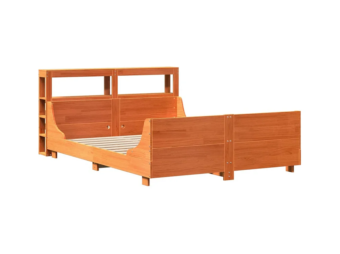 Letto per adulti | Letto matrimoniale | Giroletto senza Materasso Marrone Cera 140x200cm Massello Pino