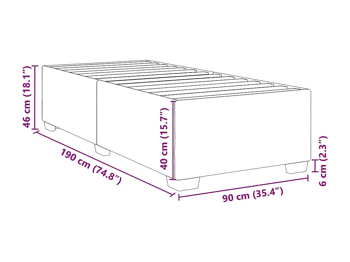 Lit simple | Lit adulte, enfant | Cadre de lit marron foncé 90x190 cm tissu