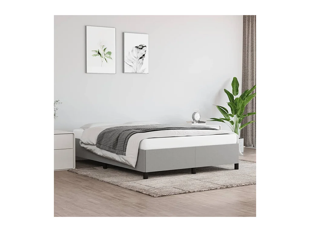 Lit double | Lit adulte | Cadre de lit gris clair 140x190 cm tissu