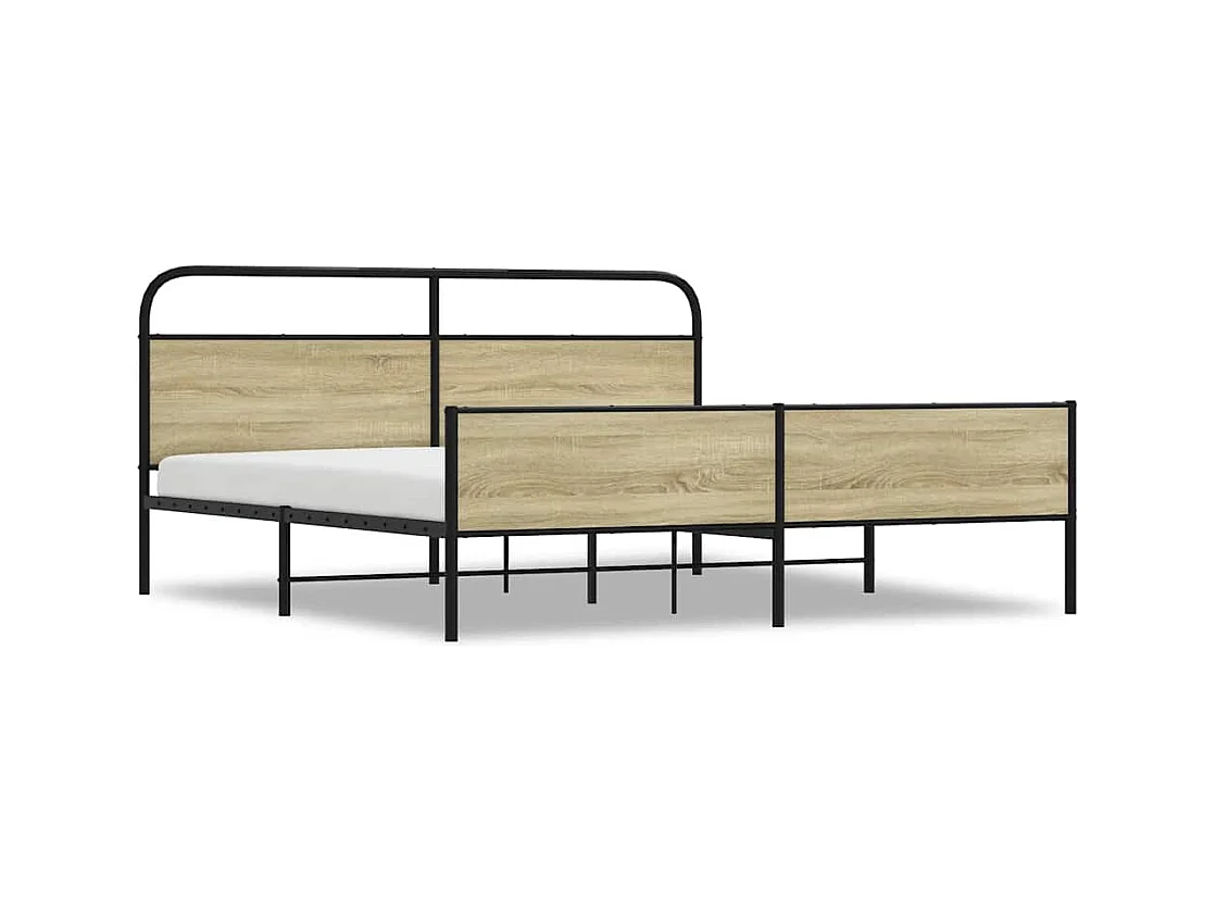 Letto per adulti | Letto matrimoniale | Giroletto senza Materaso in Metallo Rovere Sonoma 200x200 cm