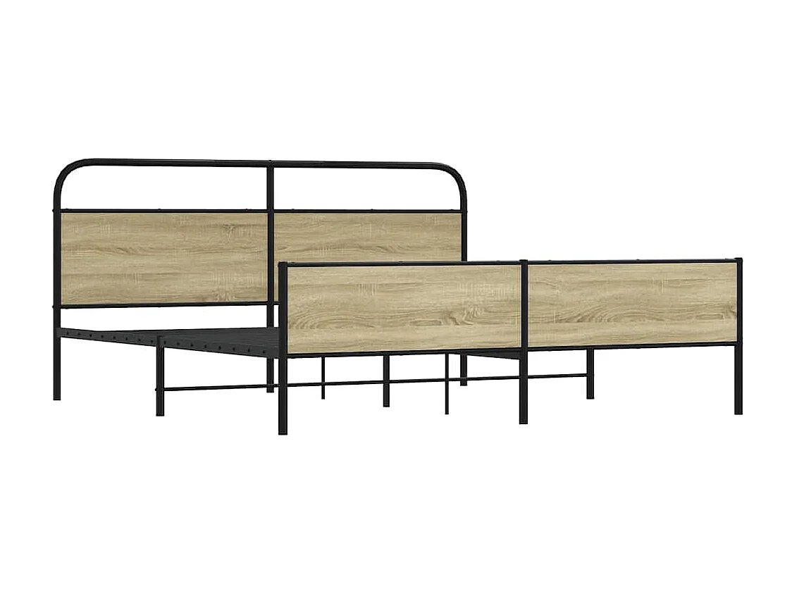 Lit double | Lit adulte | Cadre de lit en métal chêne sonoma 200x200 cm
