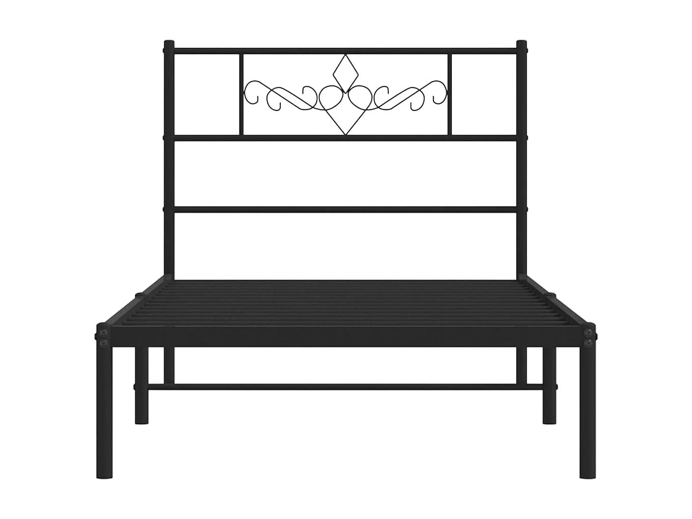 Lit simple | Lit adulte, enfant | Cadre de lit métal avec tête de lit noir 75x190 cm