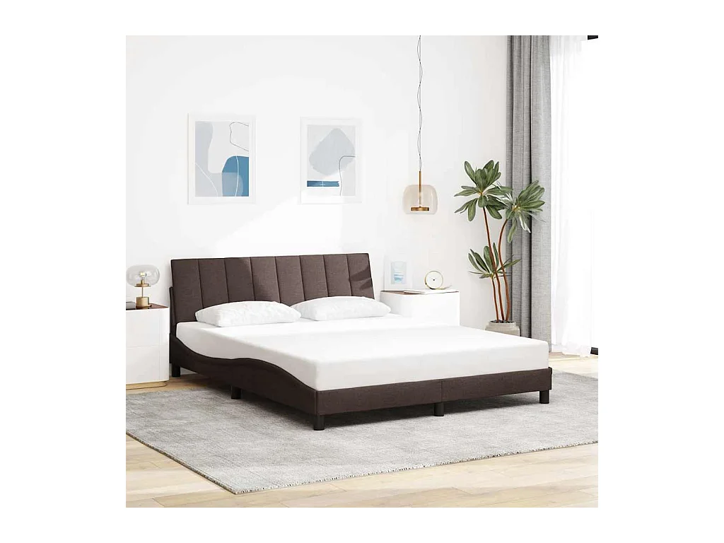 Letto per adulti | Letto matrimoniale | Giroletto senza Materasso Hanko Marrone Scuro 160x200 cm Tessuto