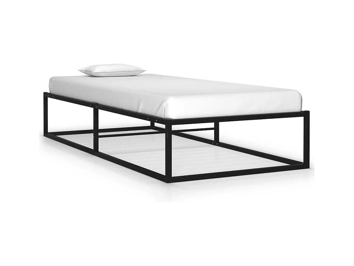 Lit simple | Lit adulte, enfant | Cadre de lit noir métal 90x200 cm