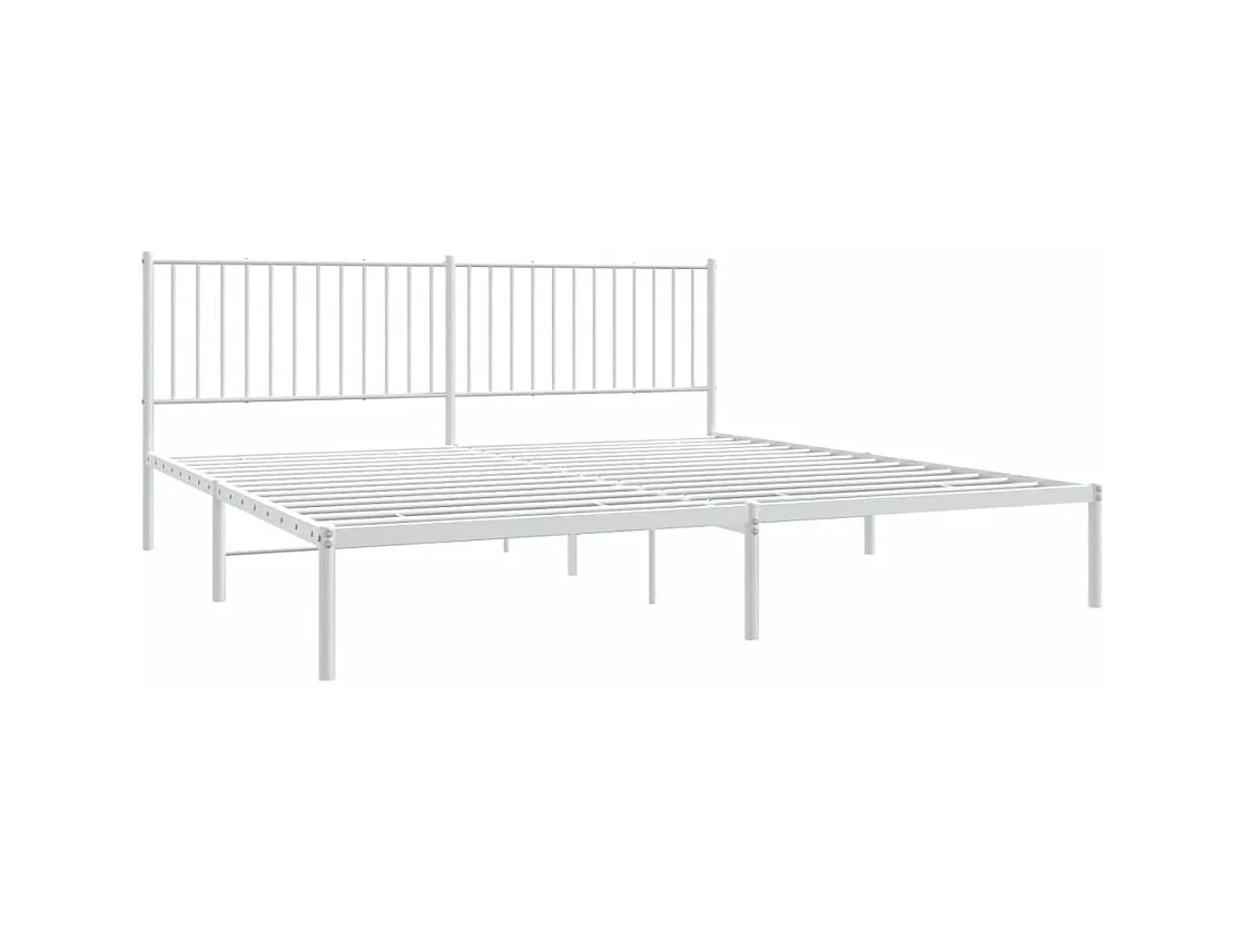 Lit double | Lit adulte | Cadre de lit métal et tête de lit blanc 200x200 cm