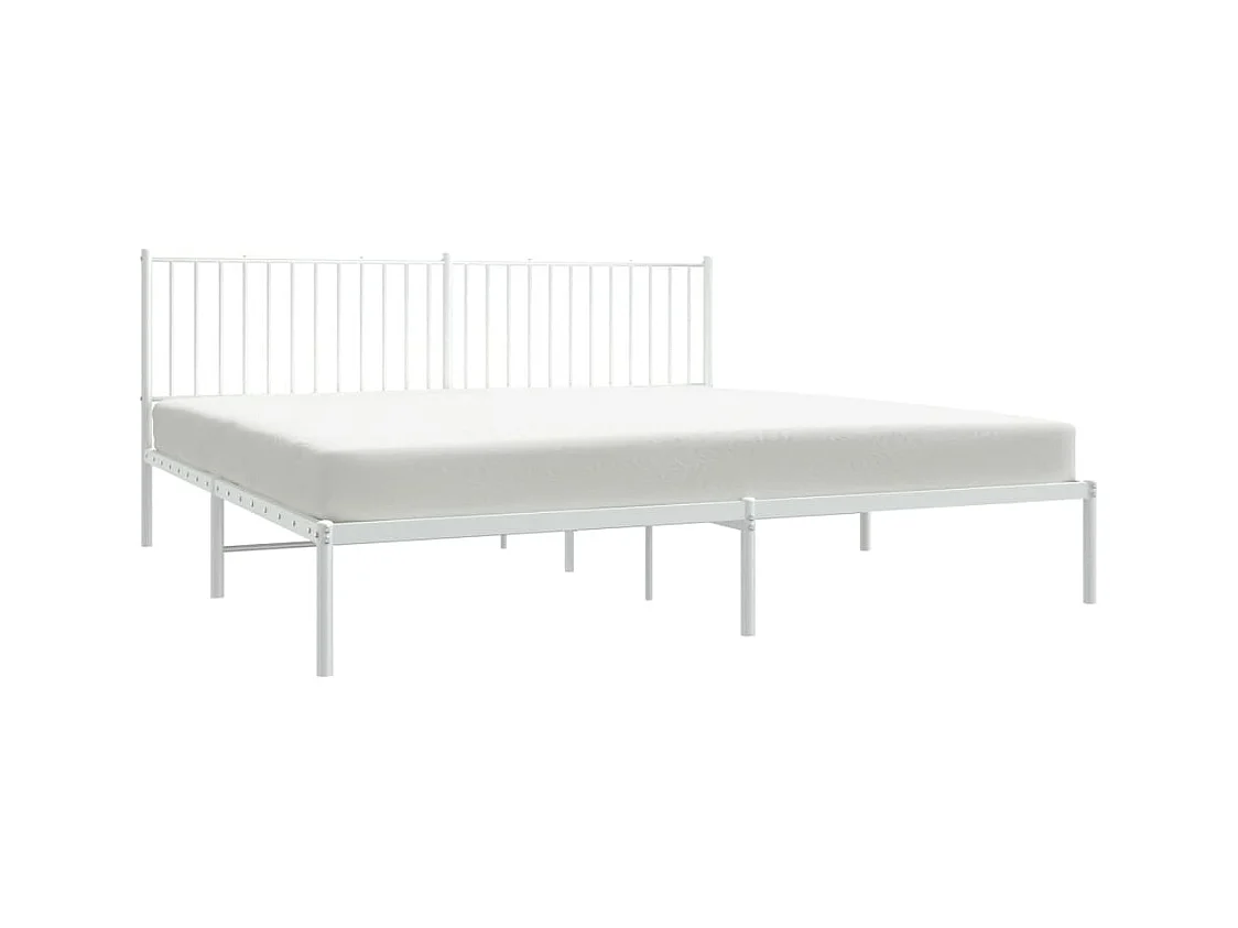 Lit double | Lit adulte | Cadre de lit métal et tête de lit blanc 200x200 cm