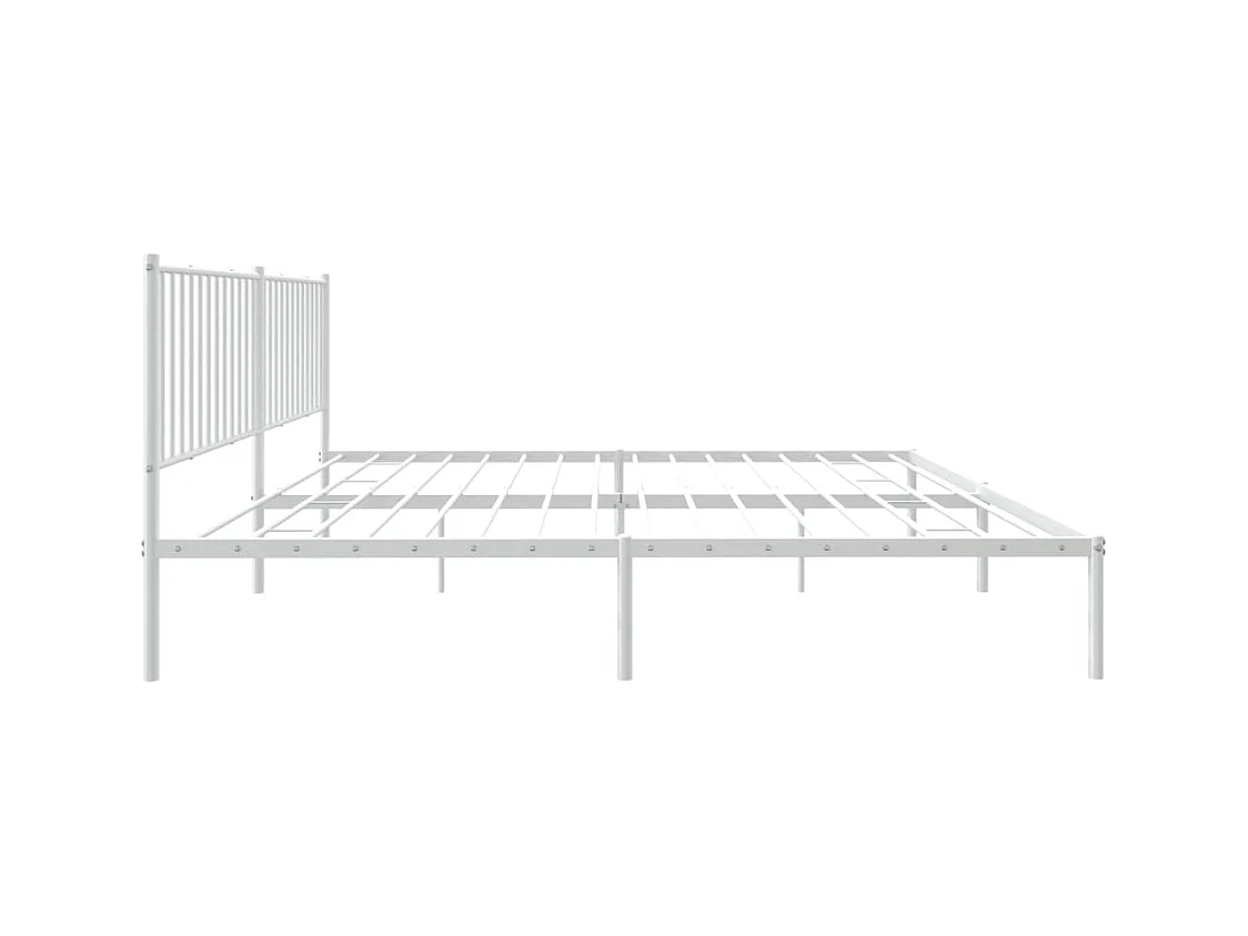 Lit double | Lit adulte | Cadre de lit métal et tête de lit blanc 200x200 cm
