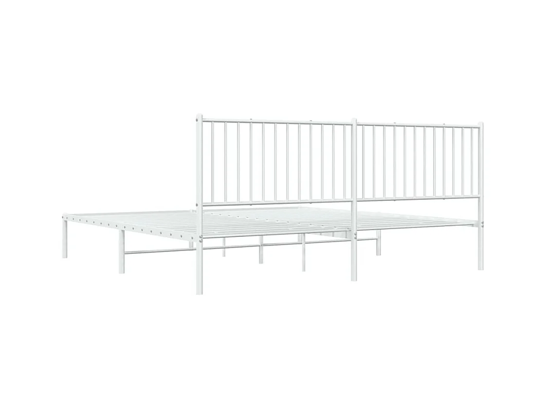 Lit double | Lit adulte | Cadre de lit métal et tête de lit blanc 200x200 cm