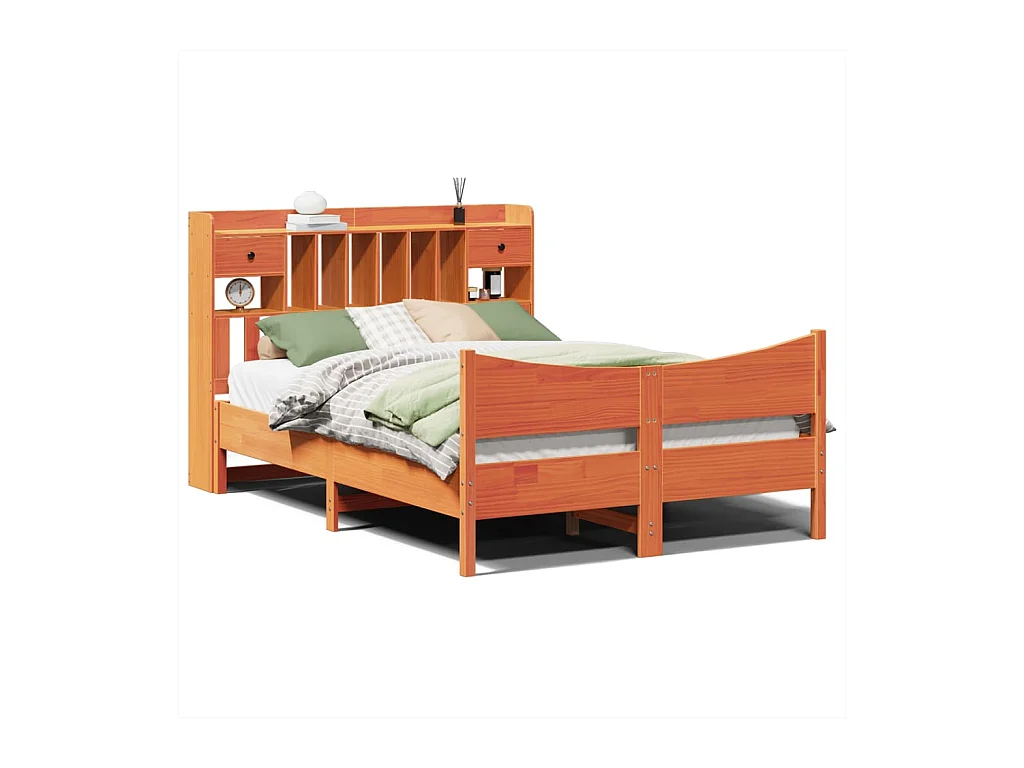 Letto per adulti | Letto matrimoniale | Giroletto senza Materasso Marrone Cera 150x200 cm Legno di Pino