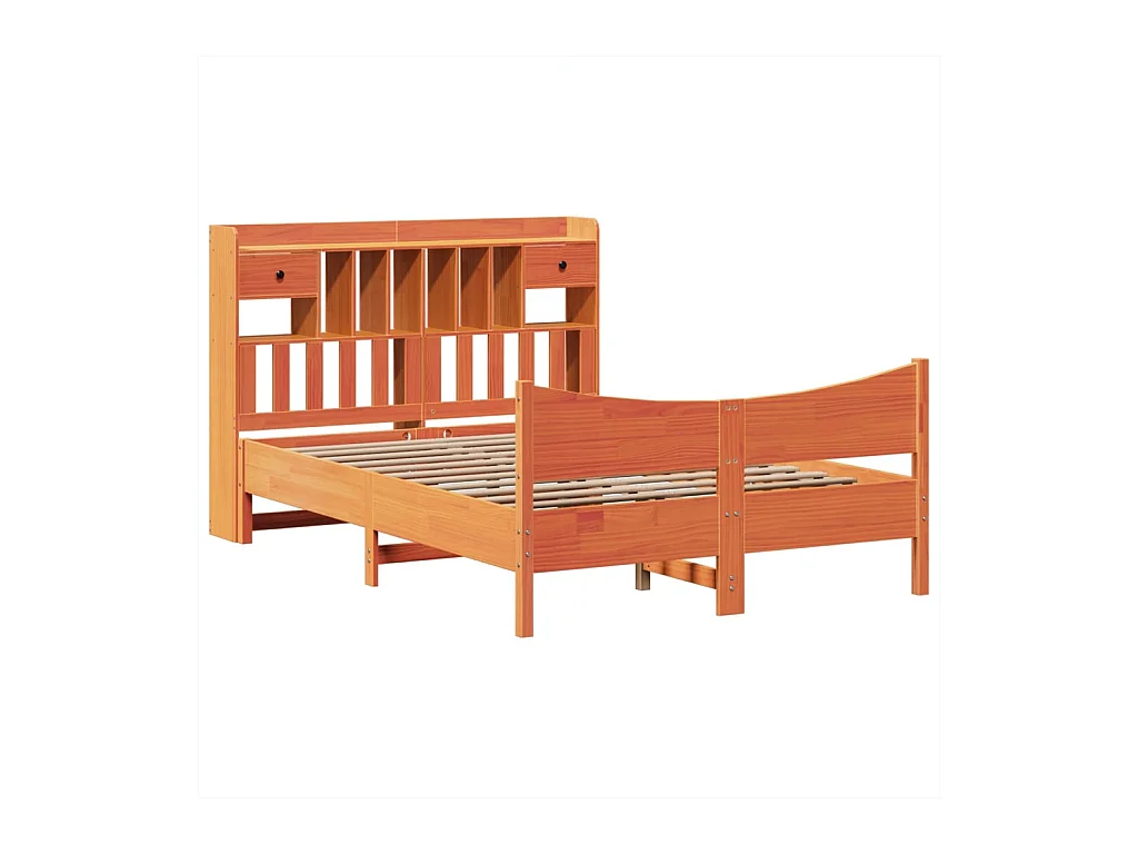 Letto per adulti | Letto matrimoniale | Giroletto senza Materasso Marrone Cera 150x200 cm Legno di Pino