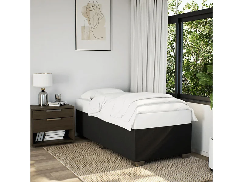 Lit simple | Lit adulte, enfant | Cadre de lit noir 90x200 cm tissu