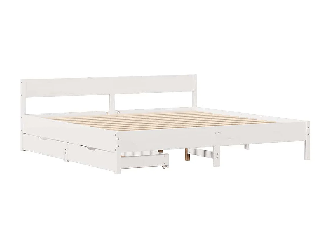 Lit double | Lit adulte | Cadre de lit blanc 160x200 cm bois de pin massif
