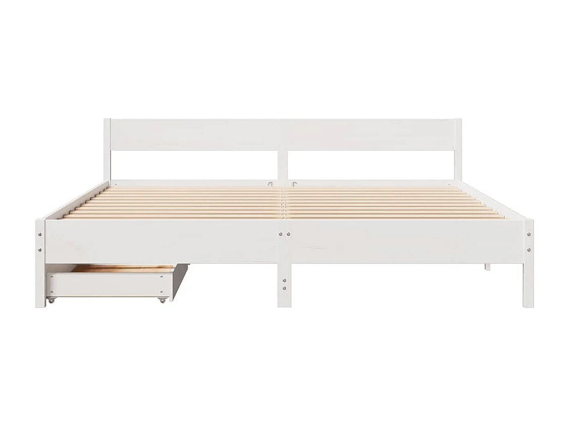Lit double | Lit adulte | Cadre de lit blanc 160x200 cm bois de pin massif