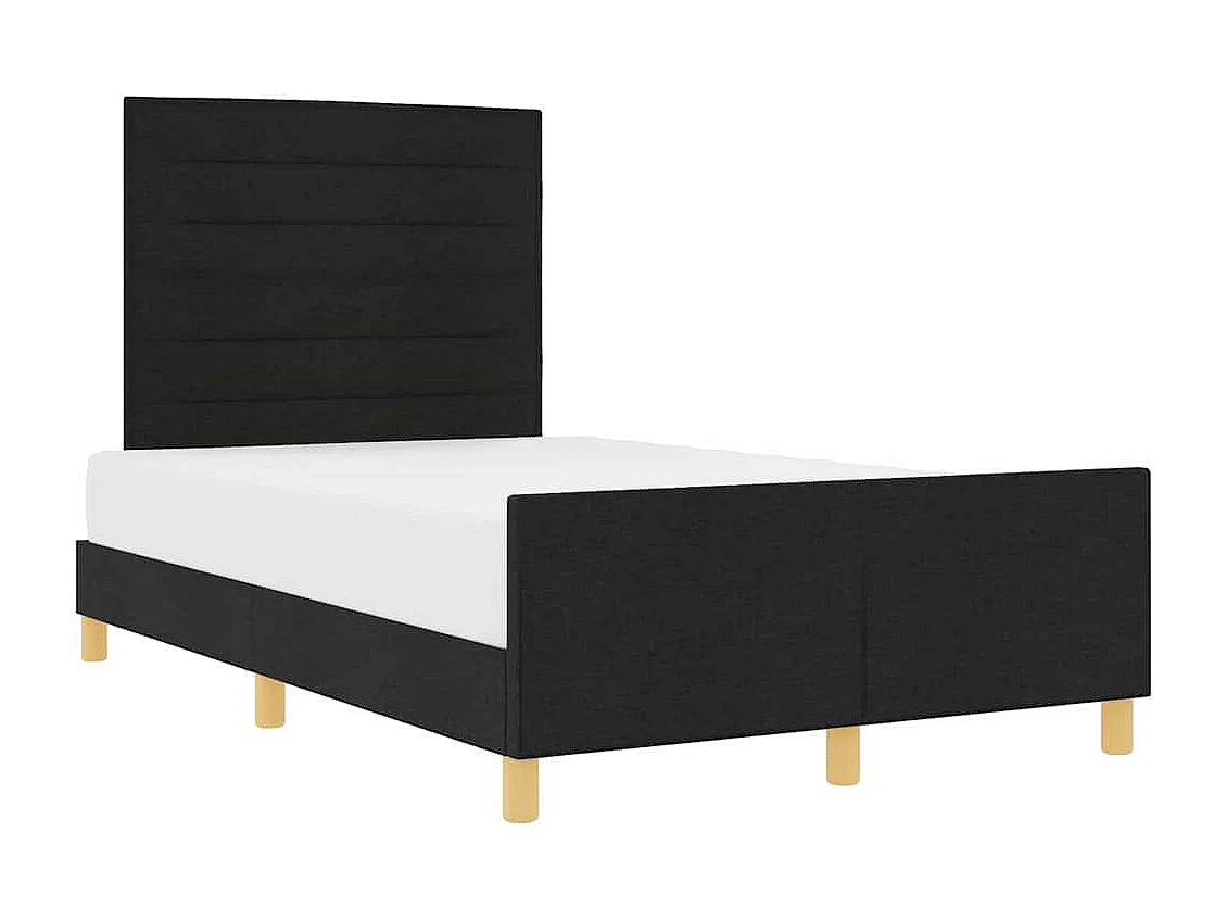 Lit simple | Lit adulte, enfant | Cadre de lit avec tête de lit Noir 120x190 cm tissu