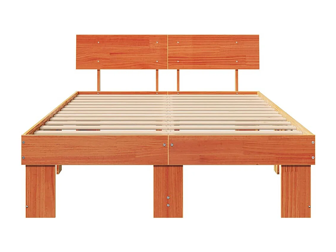 Lit double | Lit adulte | Cadre de lit Marron cire 140x190 cm Bois massif en pin