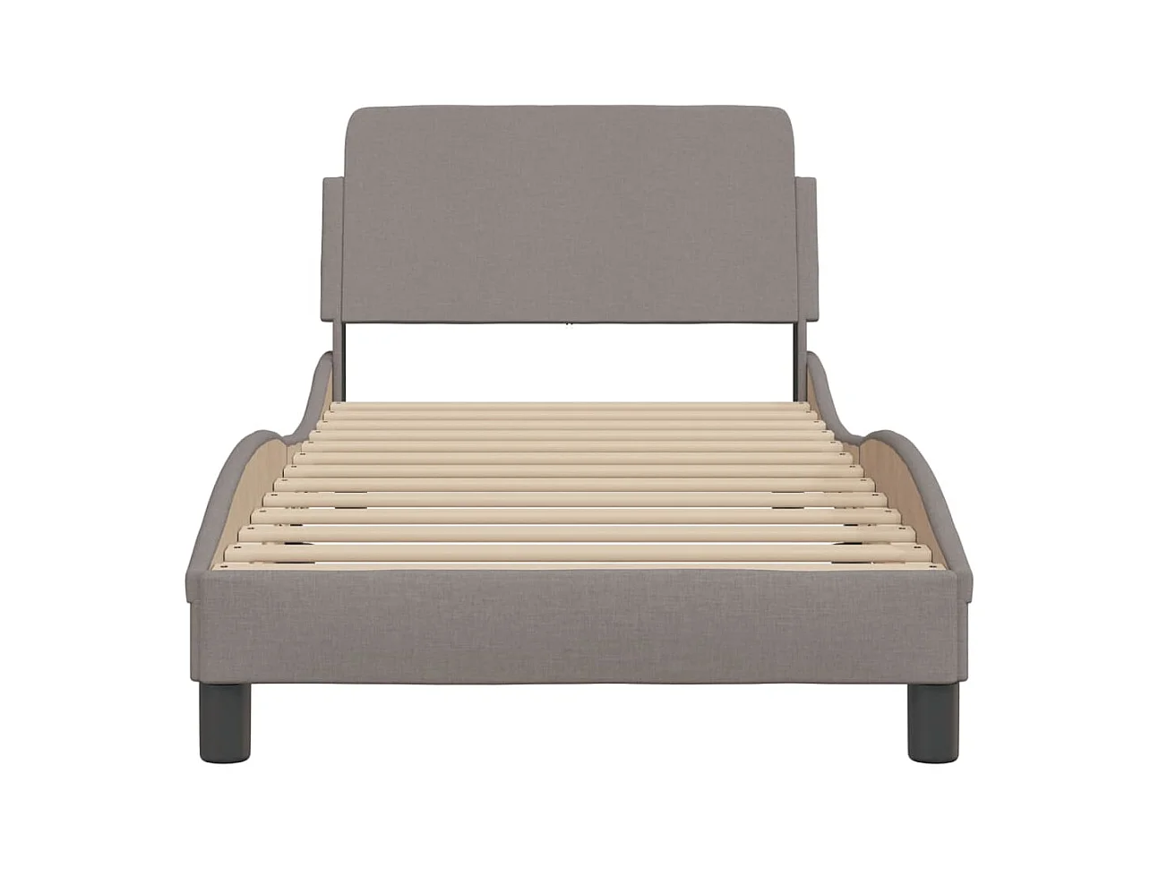 Lit simple | Lit adulte, enfant | Cadre de lit avec tête de lit taupe 80x200cm tissu