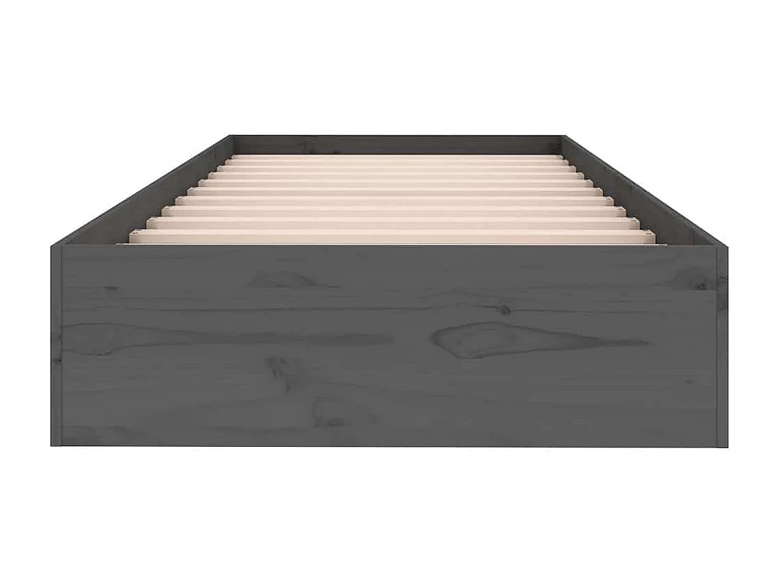 Lit simple | Lit adulte, enfant | Cadre de lit gris bois massif 75x190 cm