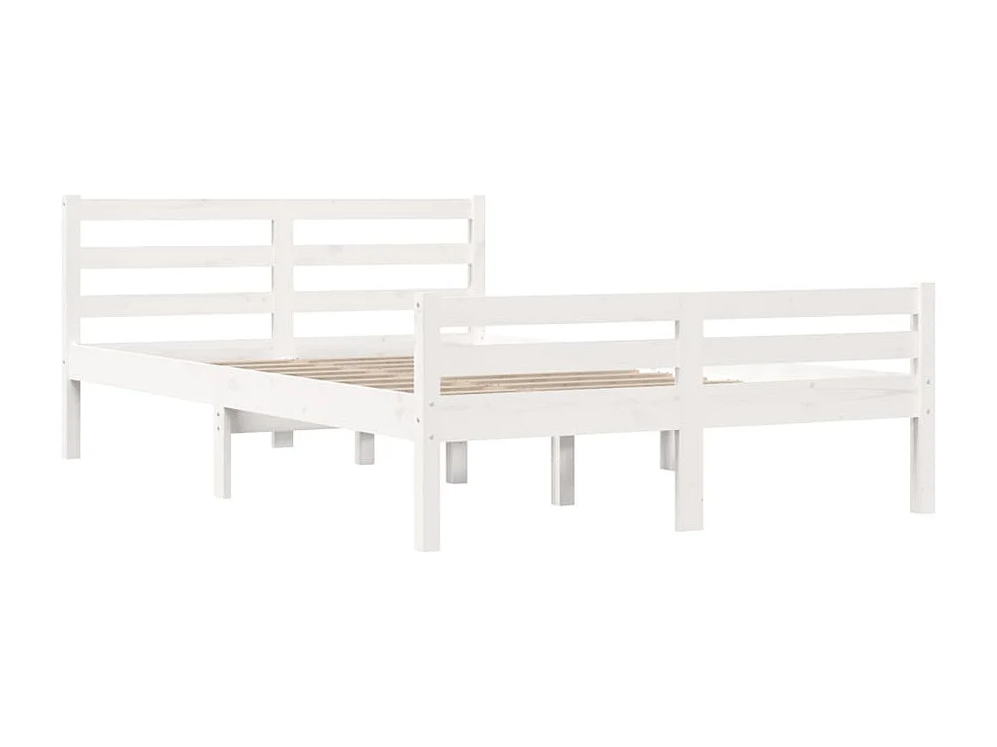 Lit double | Lit adulte | Cadre de lit blanc bois massif 135x190 cm