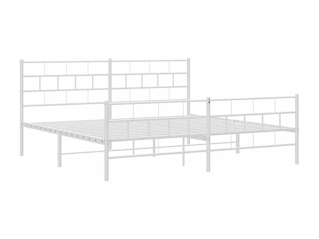 Lit double | Lit adulte | Cadre de lit métal et pied de lit blanc 183x213 cm