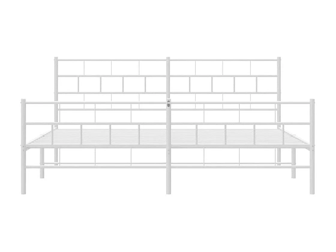 Lit double | Lit adulte | Cadre de lit métal et pied de lit blanc 183x213 cm