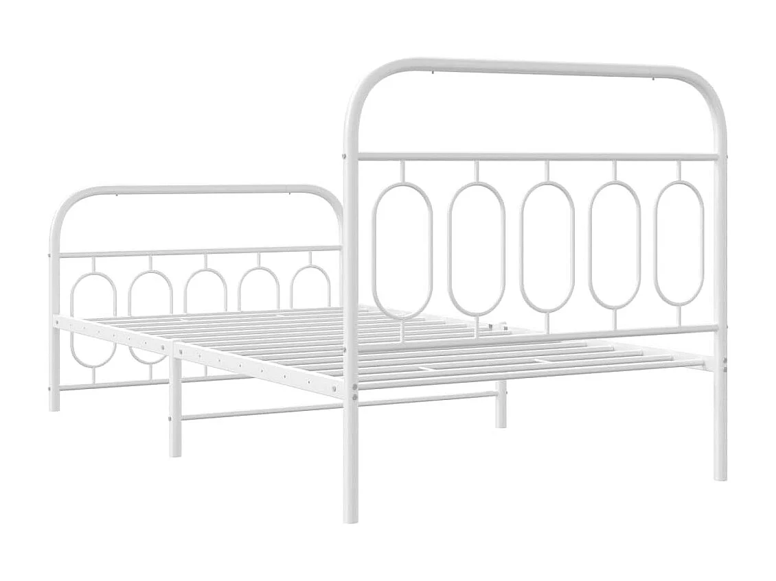 Lit simple | Lit adulte, enfant | Cadre de lit métal et pied de lit blanc 100x190 cm