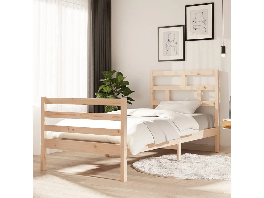 Lit simple | Lit adulte, enfant | Cadre de lit bois massif 90x200 cm