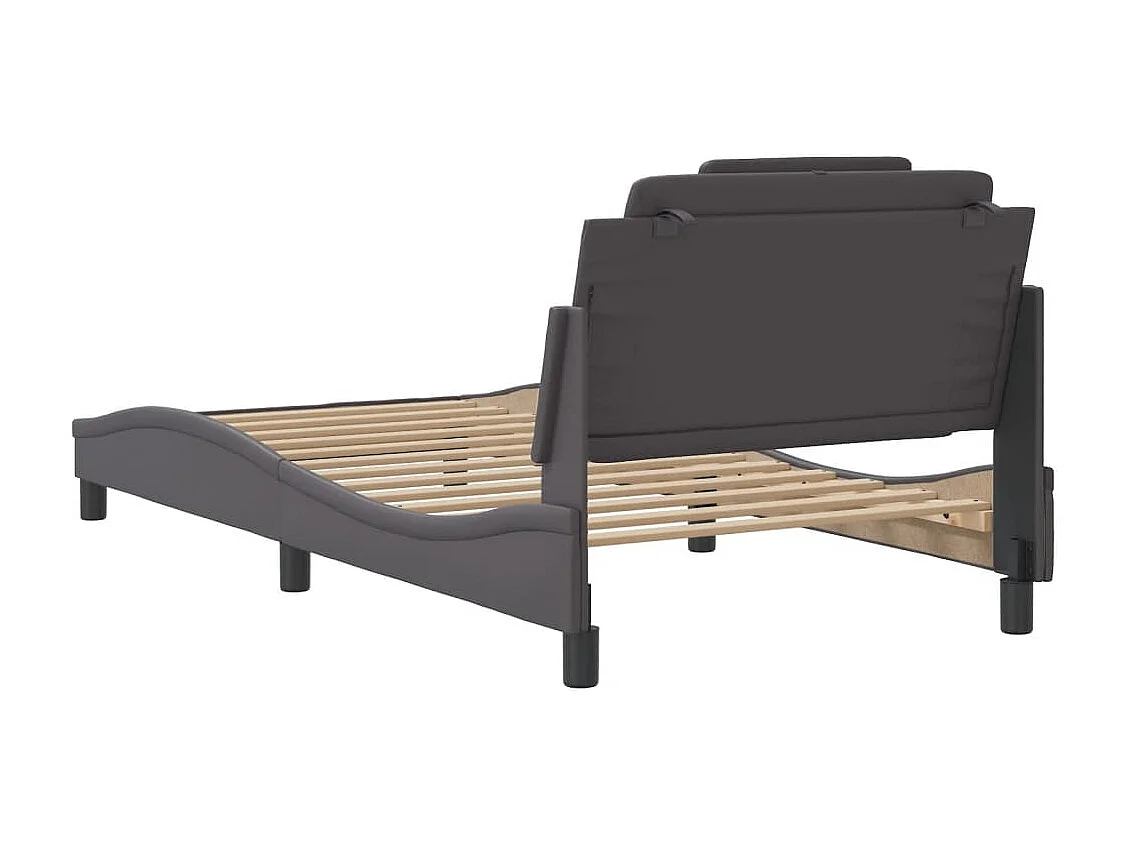 Lit simple | Lit adulte, enfant | Cadre de lit gris 100x200 cm similicuir