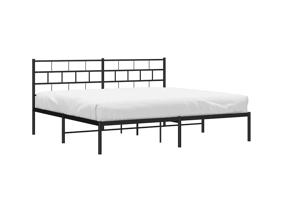 Lit double | Lit adulte | Cadre de lit métal avec tête de lit noir 183x213cm