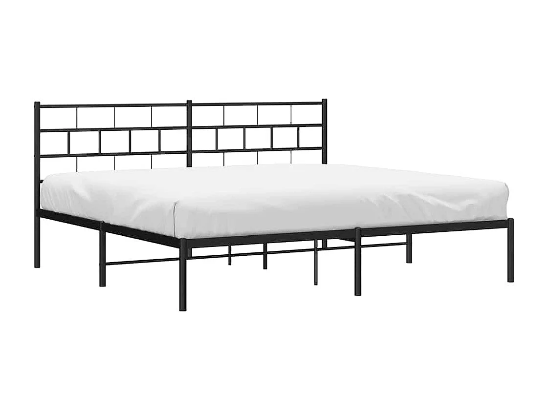 Lit double | Lit adulte | Cadre de lit métal avec tête de lit noir 183x213cm