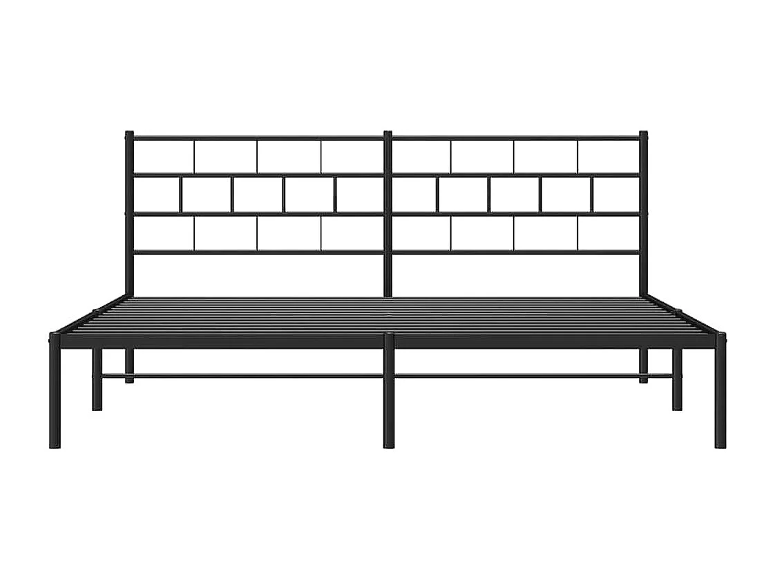Lit double | Lit adulte | Cadre de lit métal avec tête de lit noir 183x213cm