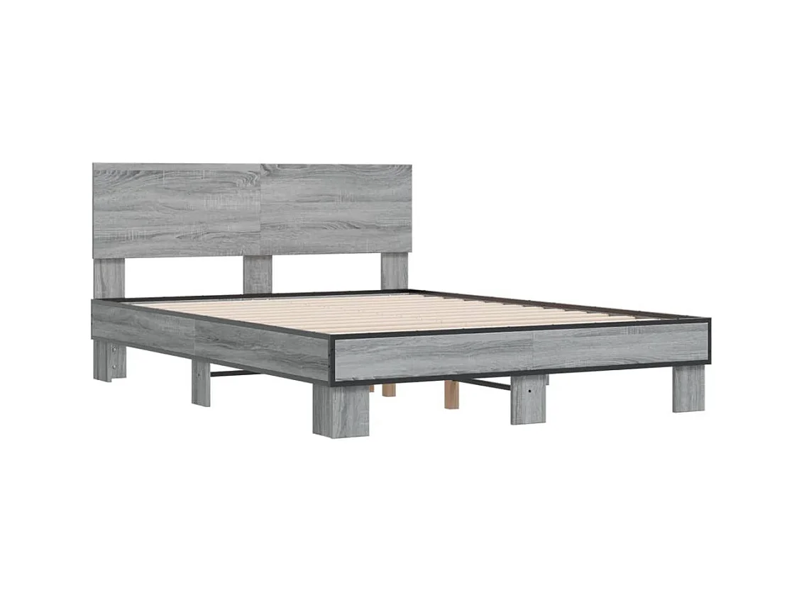 Lit double | Lit adulte | Cadre de lit sonoma gris 135x190 cm