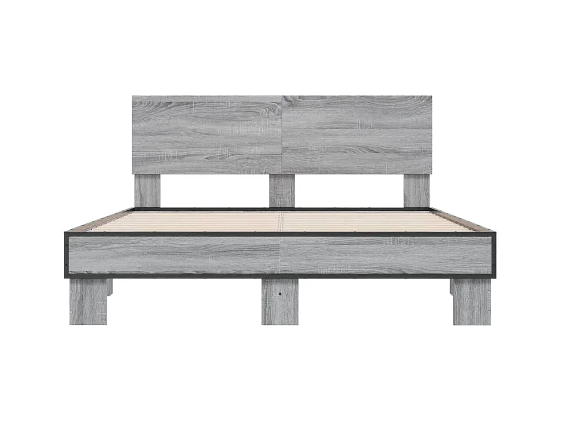 Lit double | Lit adulte | Cadre de lit sonoma gris 135x190 cm
