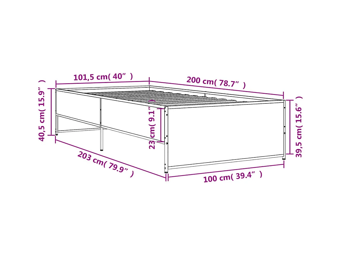 Lit simple | Lit adulte, enfant | Cadre de lit chêne sonoma 100x200 cm