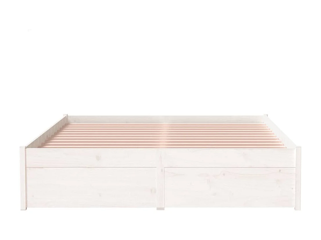 Lit simple | Lit adulte, enfant | Cadre de lit blanc bois massif 120x200 cm