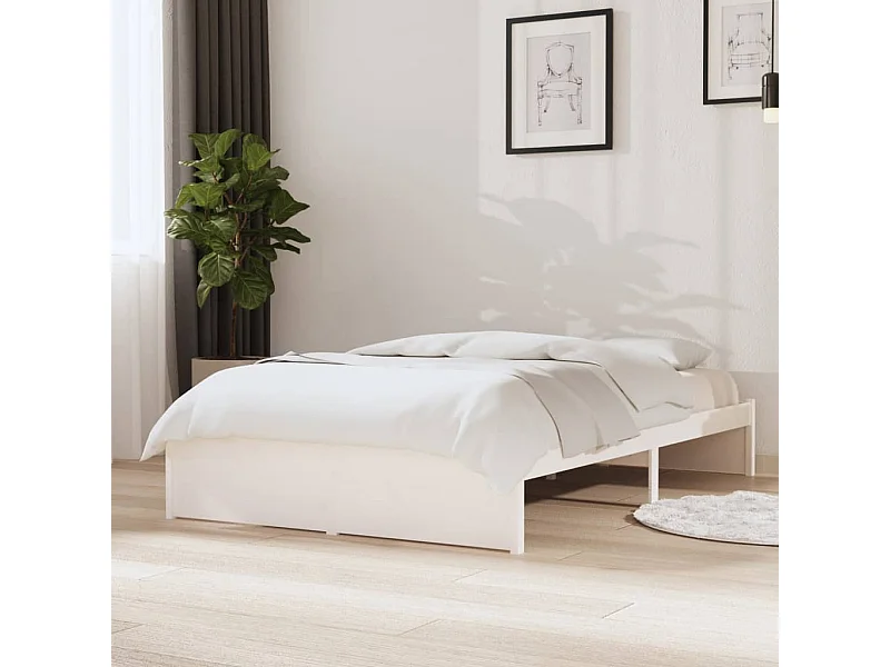 Lit simple | Lit adulte, enfant | Cadre de lit blanc bois massif 120x200 cm